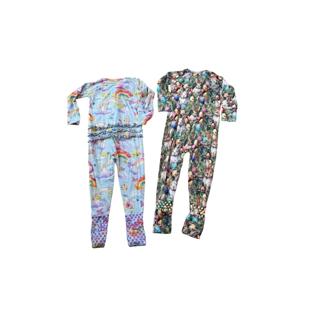 Bums & Roses Gangs All Hare and Over the Rainbow Convertible Rompers 12-18‎ mos